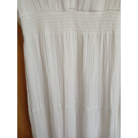 Kings Road White Sleeveless Dress Blue Embroidered Trim Lined Elastic/ Button LG - Picture 4 of 16